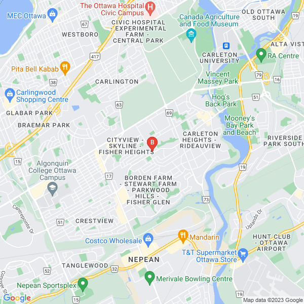 BeeMaids.ca location map: 1221 Meadowlands Drive East, Ottawa, Ontario